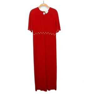 Vintage Susan Bristol Sweater Pleated Dress Maxi Hand Embroidered Holiday Small
